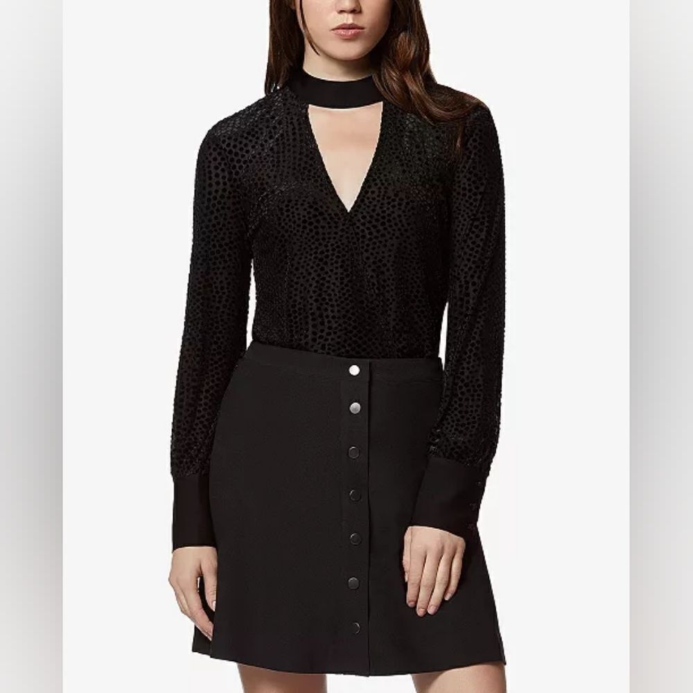 NWT Avec Les Filles Velvet Dot-Print Burnout Bodysuit - Picture 2 of 5
